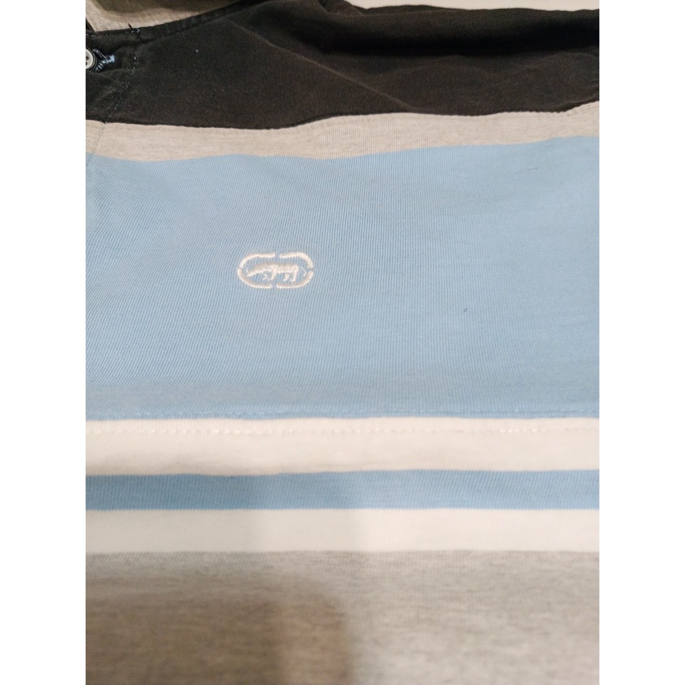 Ecko Unltd. Shirt Mens XXL Polo Blue White Striped Short Sleeve Logo - Picture 4 of 12